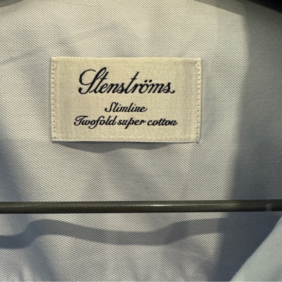 Stenströms Slimline Light Blue Twill Shirt Men’s 15 38 - Picture 6 of 9